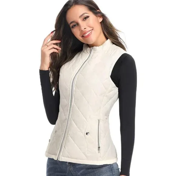 Women's Outwear Vest - Stand Collar Lightweight Zip Quilted Vest for Women - Picture 2 of 6